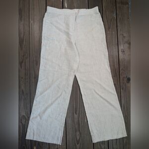 Chico's Cream Linen Wide Leg Pants 12